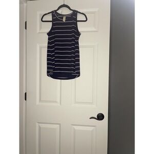 Evereve Allison Joy Ribbed Tank Top Small Navy White Striped